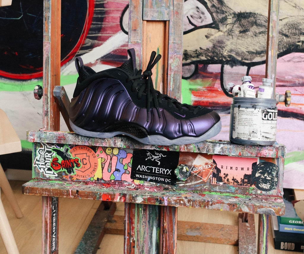 eggplant foamposite on feet