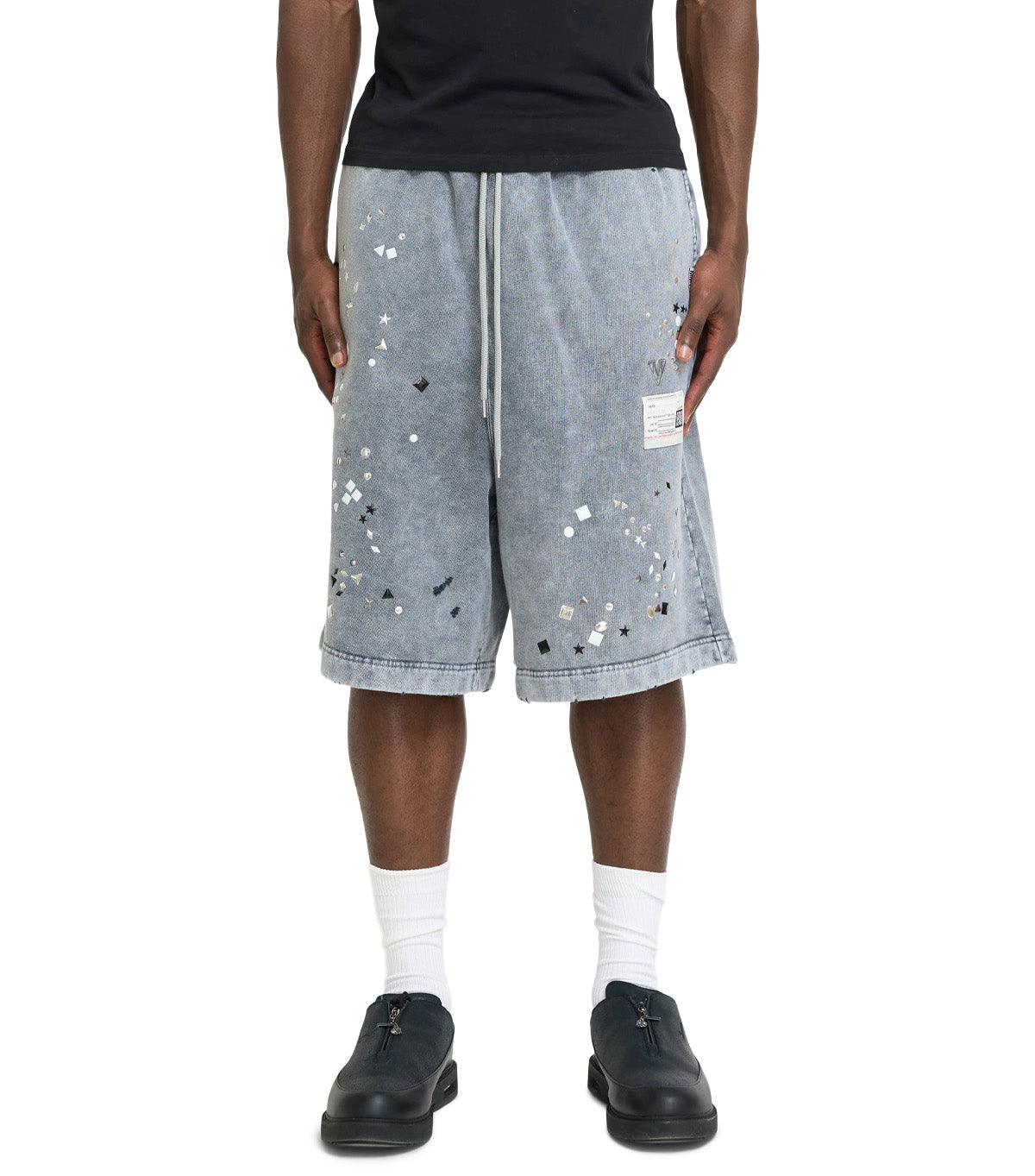 Mihara Yasuhiro Embellished Bleached Shorts Gray | SOMEWHERE®