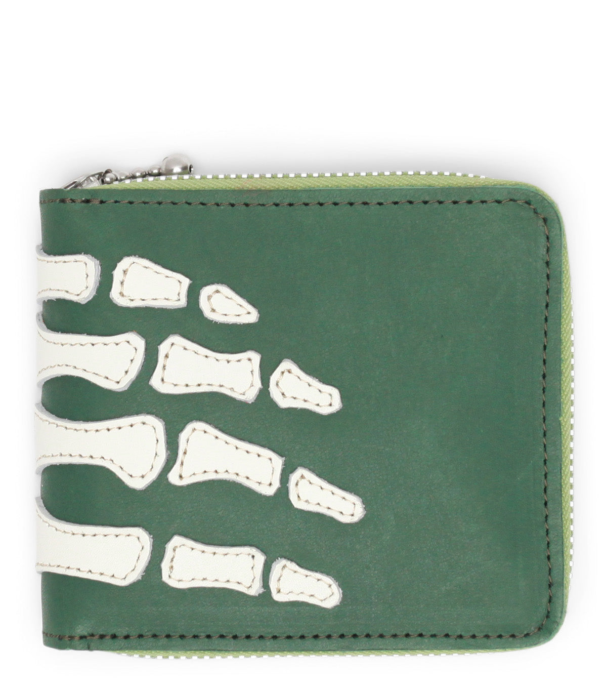 Kapital Thumb-Up Bone Hand Zip Wallet Green