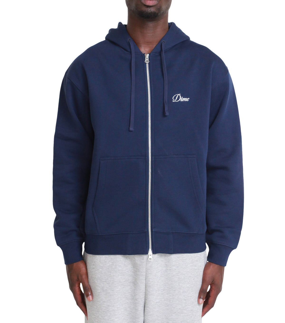 Dime Cursive Zip Hoodie Navy