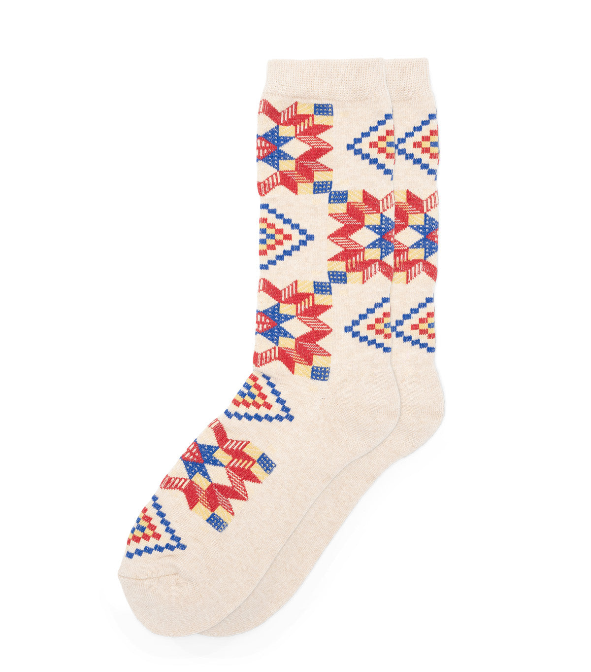 Anonymous Ism American Quilt Crew Socks Oatmeal