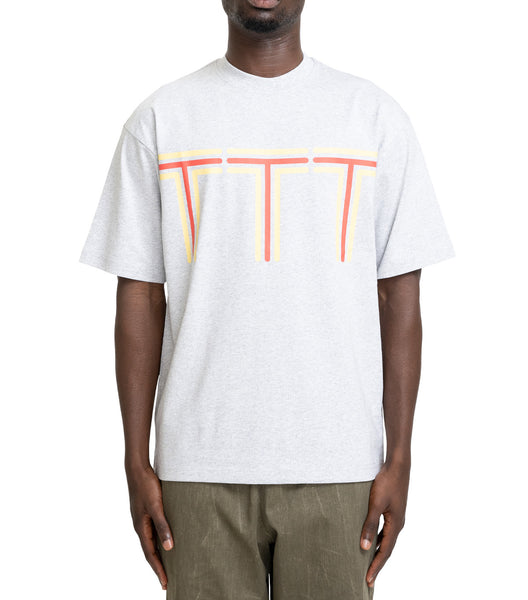 The Trilogy Tapes Logo Stripes T-Shirt Heather Grey | SOMEWHERE®