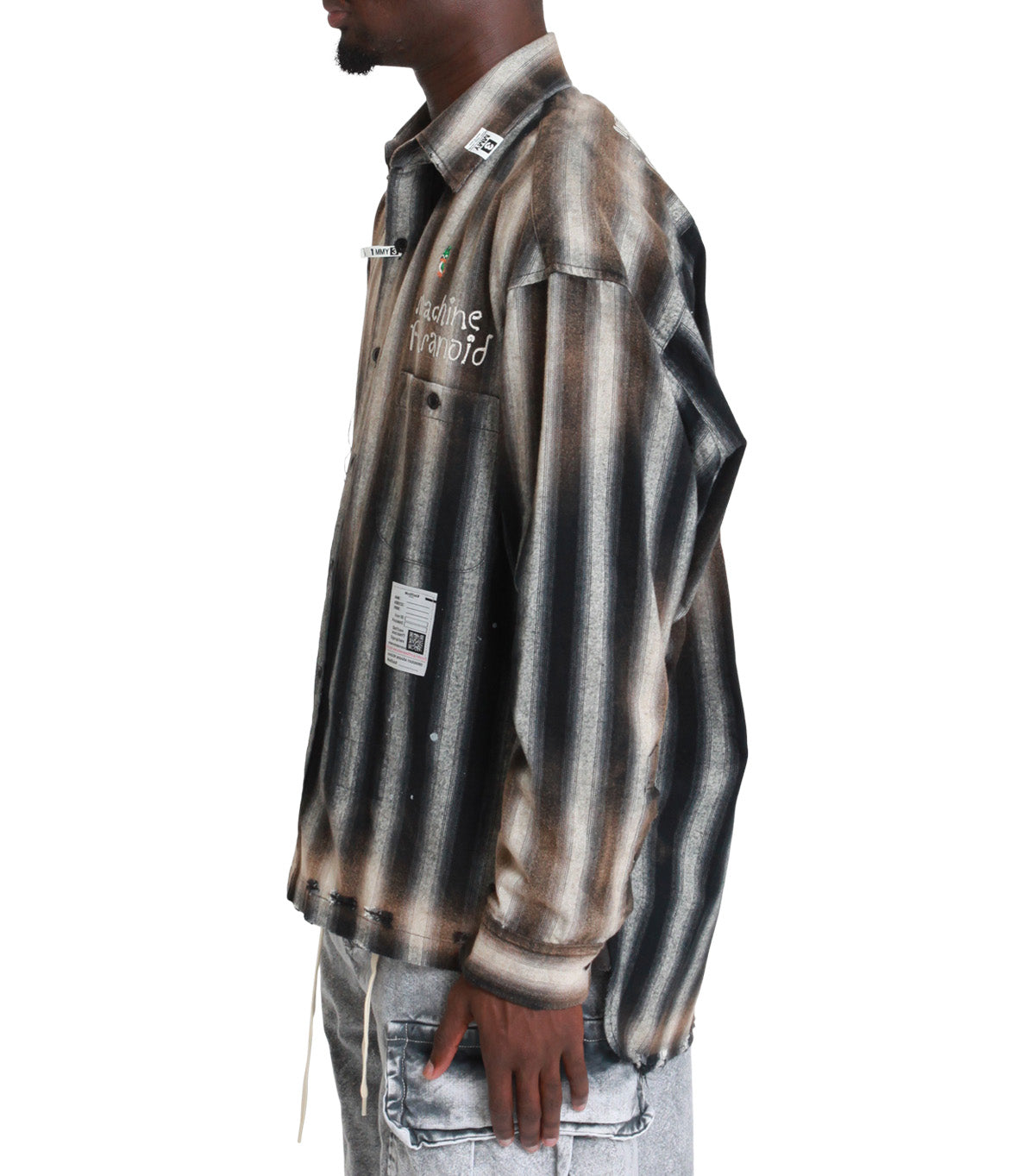 Mihara Yasuhiro Vintage Like Stripe Long Sleeve Shirts Black