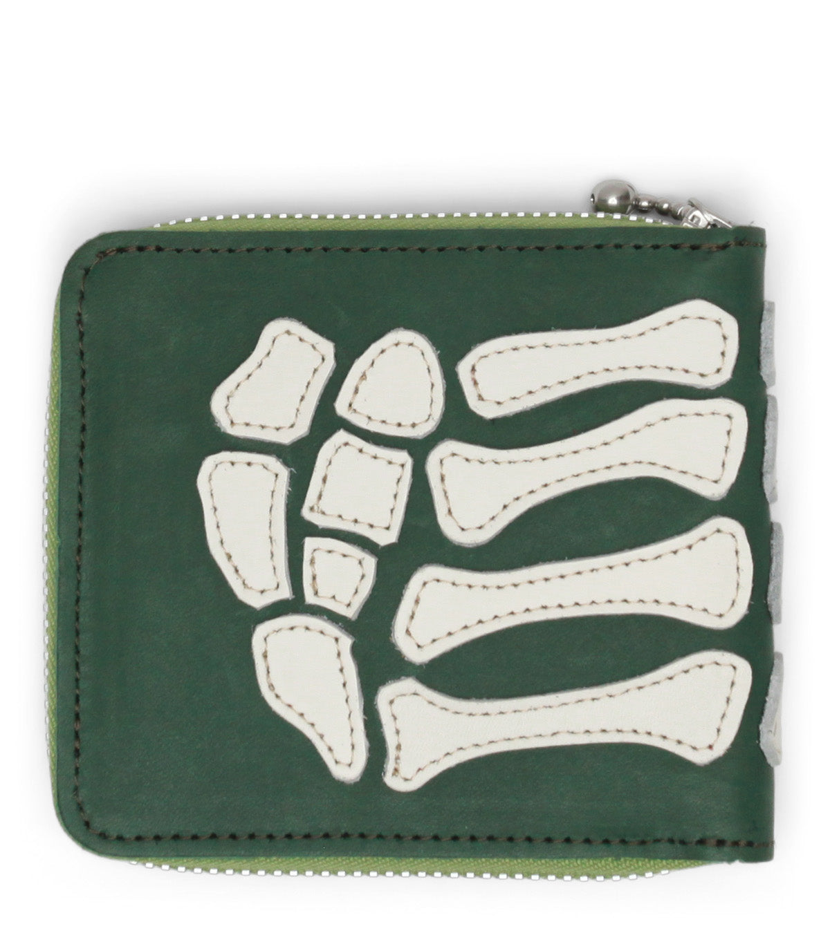 Kapital Thumb-Up Bone Hand Zip Wallet Green