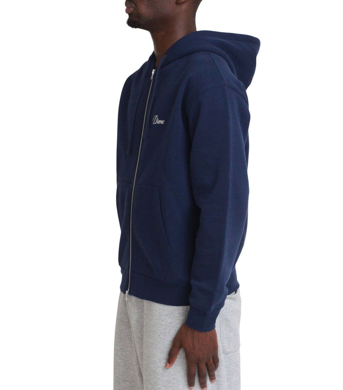 Dime Cursive Zip Hoodie Navy