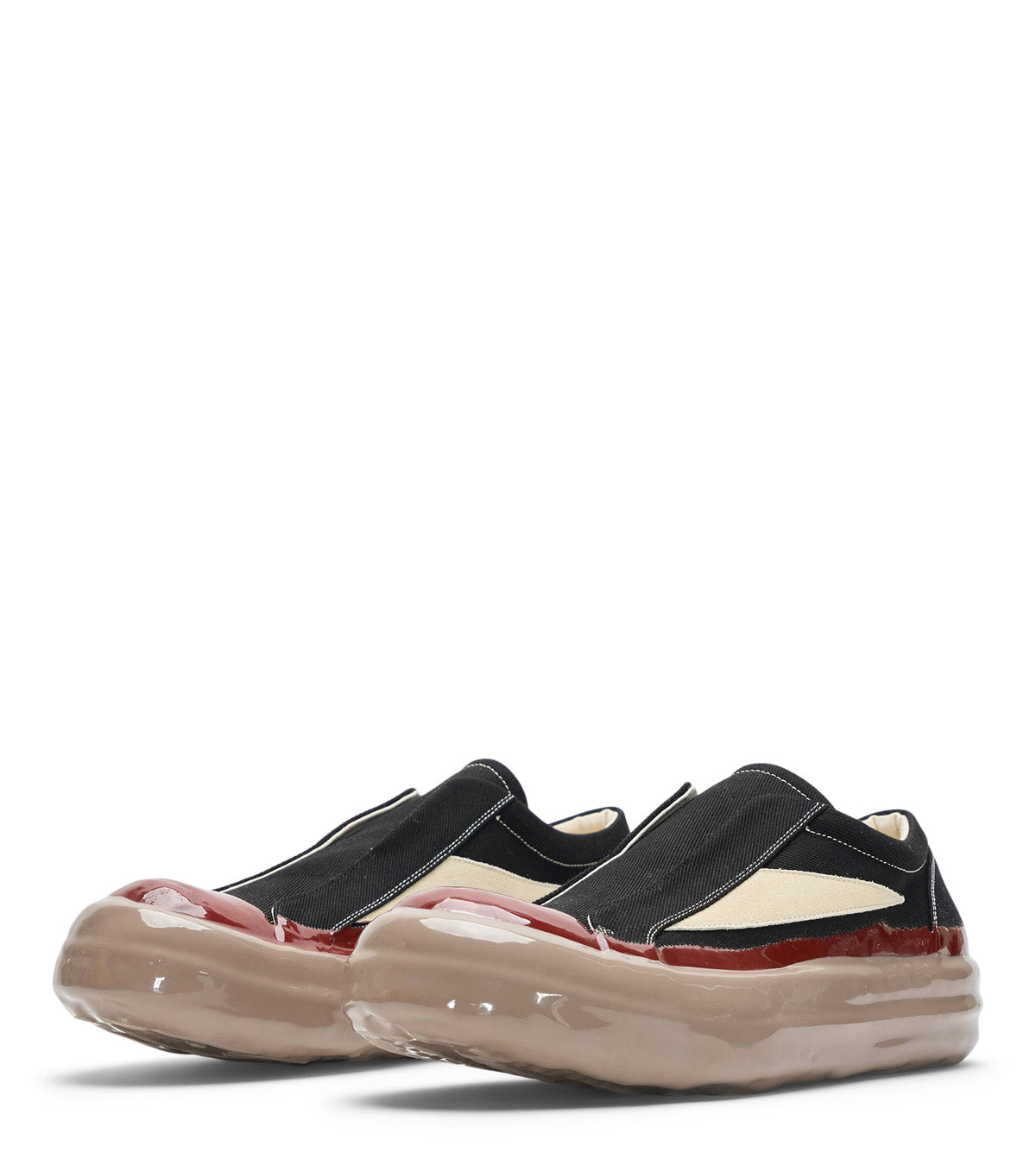 Rick Owens DRKSHDW Laceless Vintage Sneaks Black Red