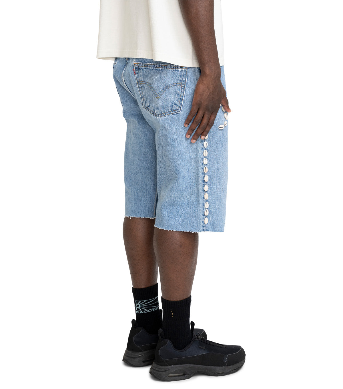 Barriers Barrera Cowrie Shell Denim Shorts Blue