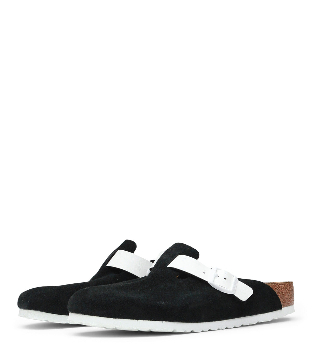 Birkenstock Boston Suede Black White