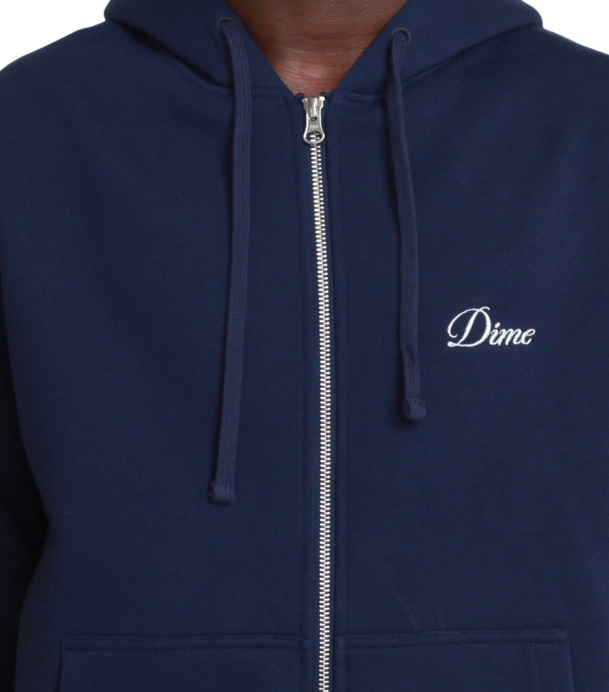 Dime Cursive Zip Hoodie Navy