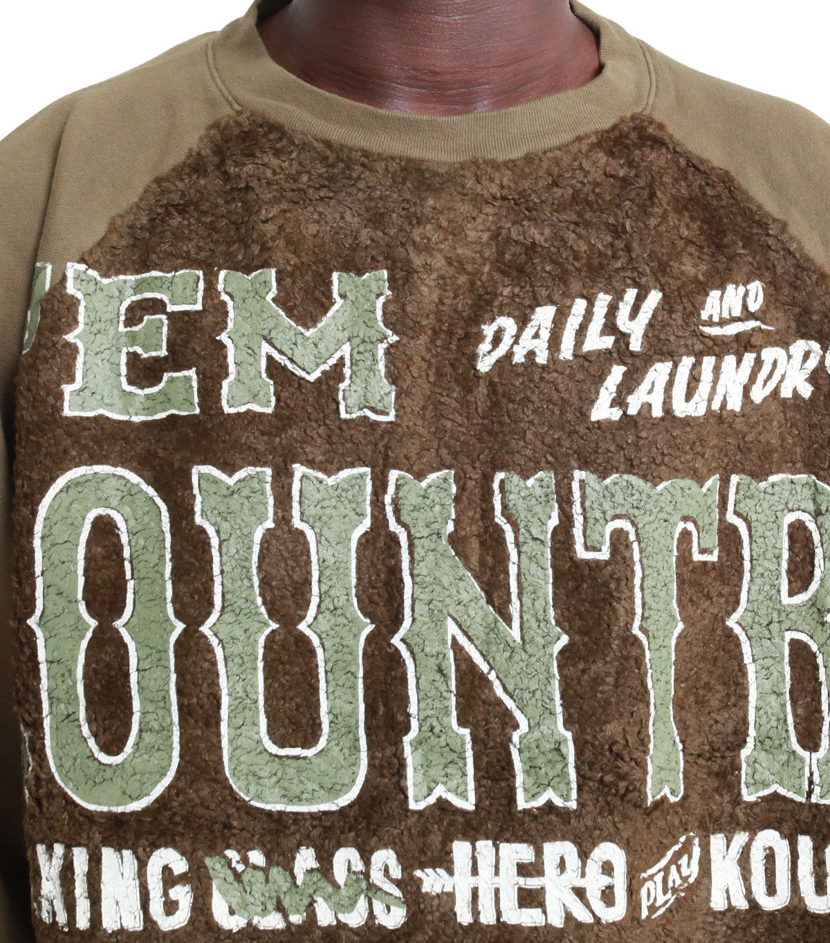 Kapital 30/-Swt Knit X Fur Grizzly Sweatshirt ('Em Kountry) Khaki