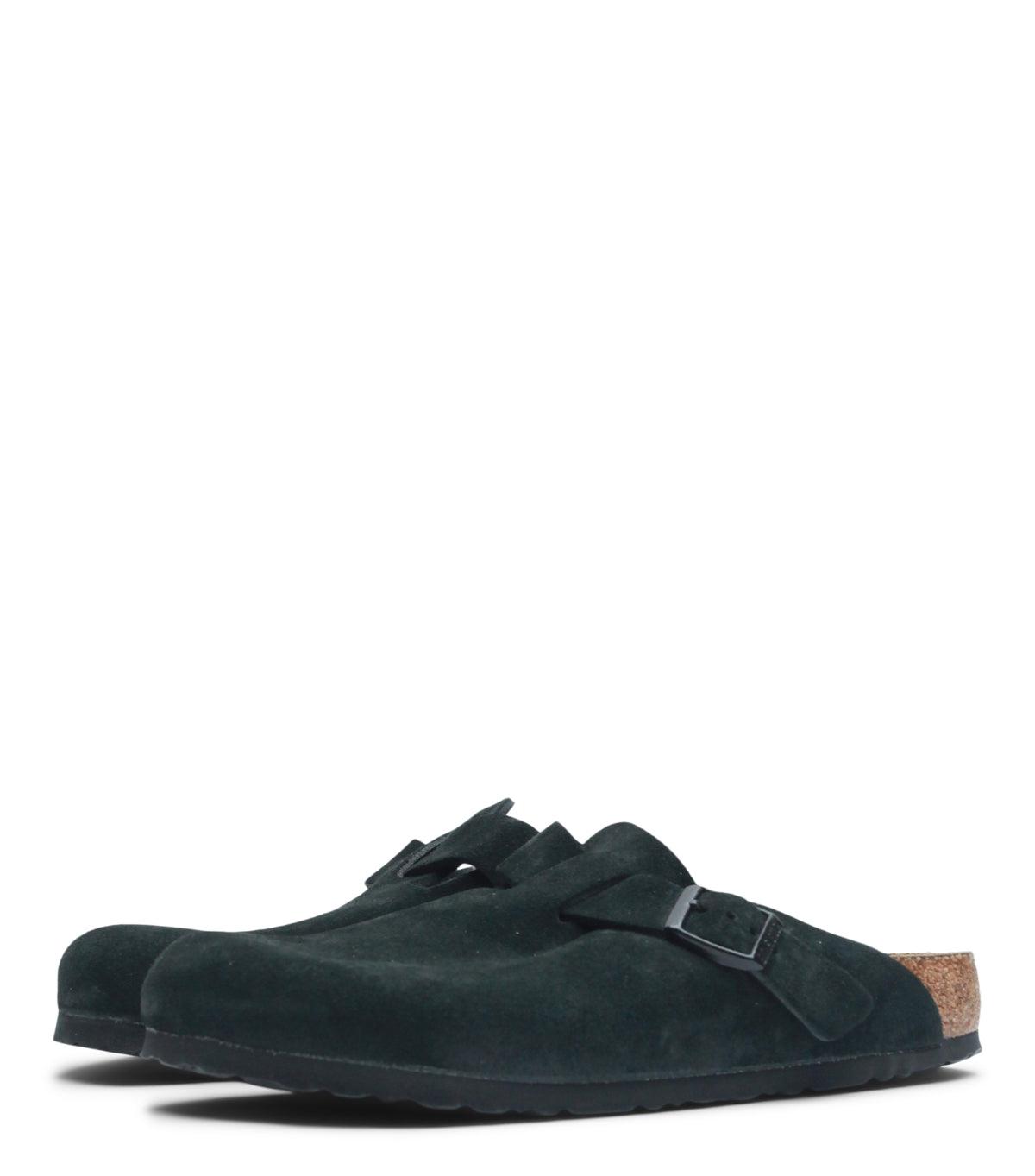 Birkenstock Boston Soft Footbed Suede Black | SOMEWHERE