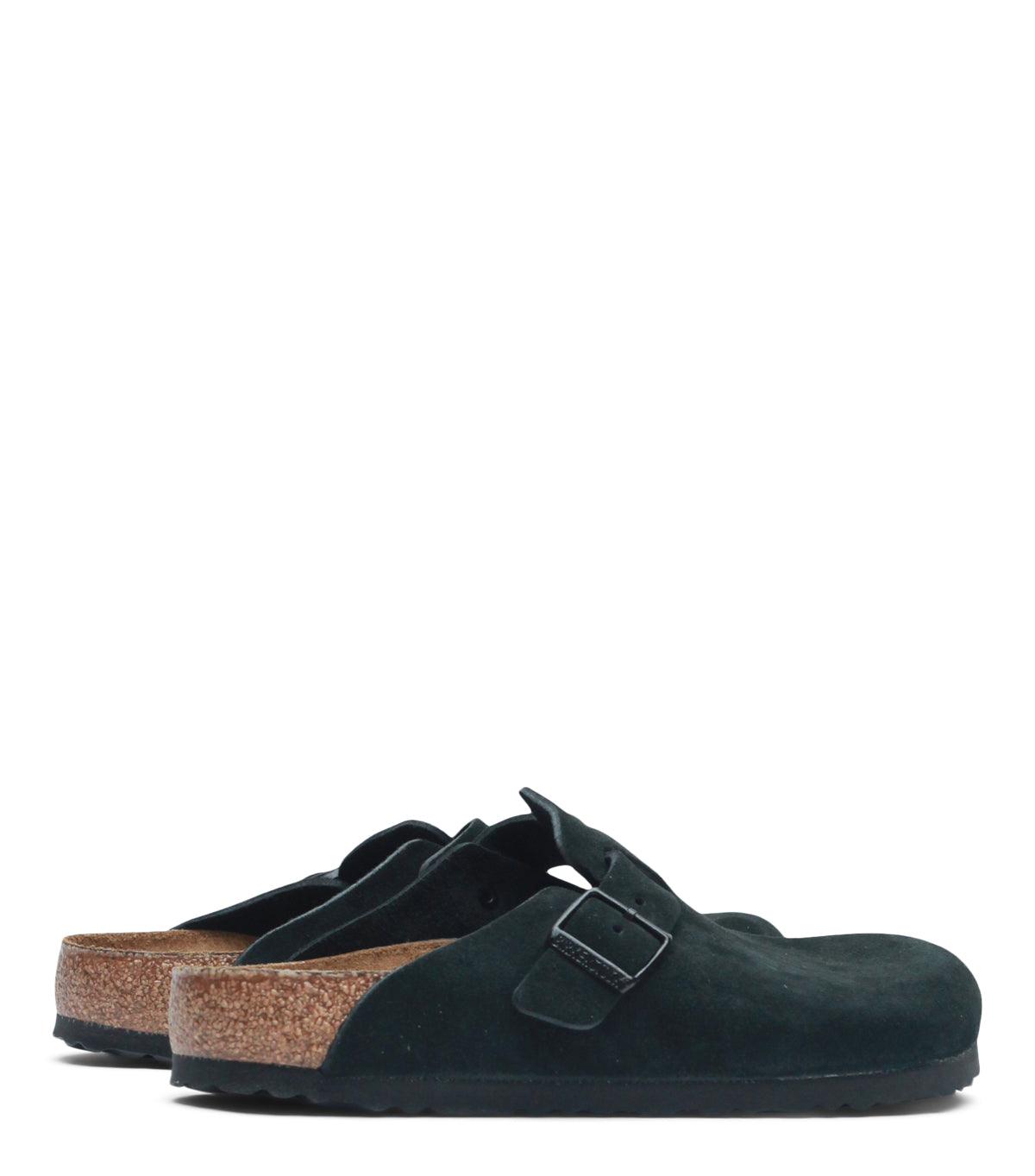 Birkenstock Boston Soft Footbed Suede Black | SOMEWHERE