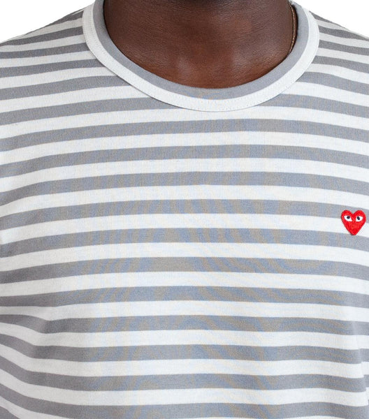 CdG PLAY Bi-Color Striped Long Sleeve T-Shirt Grey | SOMEWHERE