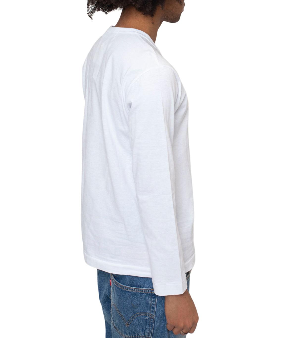 Cdg PLAY Red Heart Long Sleeve T-Shirt White | SOMEWHERE