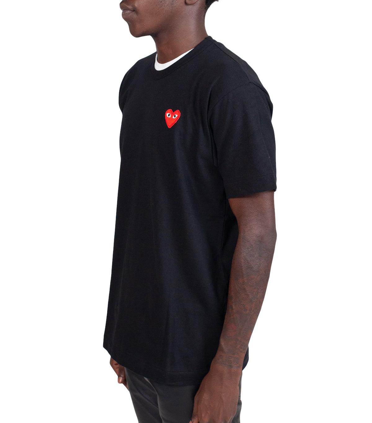 CdG PLAY Single Red Heart T-Shirt Black | SOMEWHERE