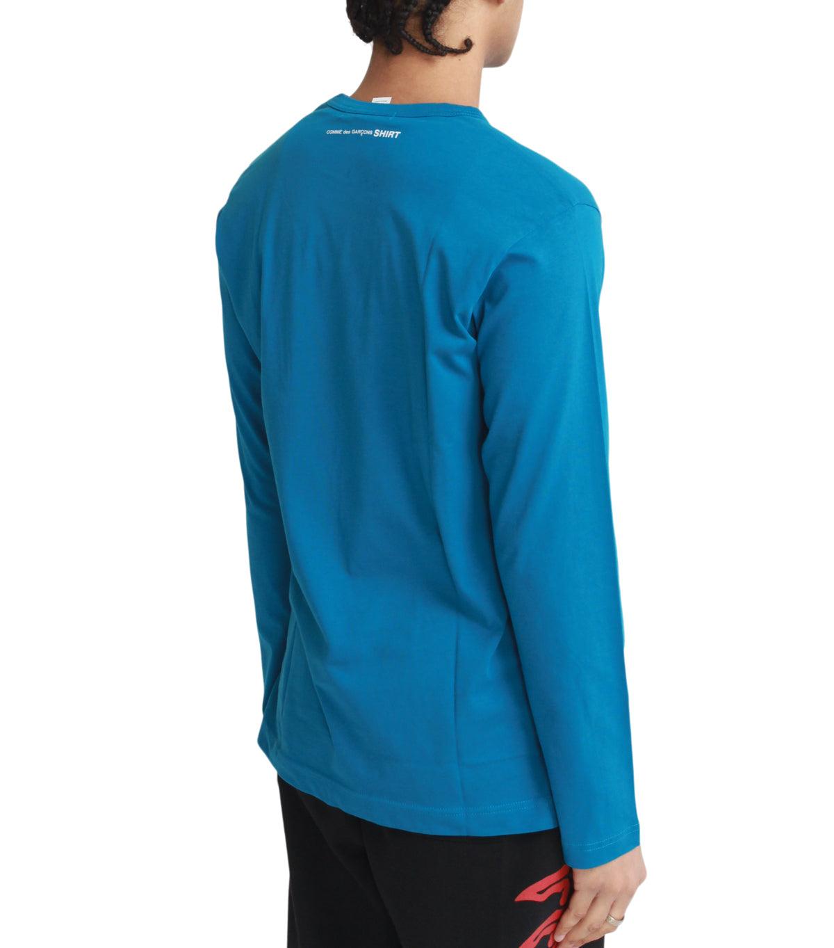 CdG SHIRT Rear Logo Long Sleeve T-Shirt Blue | SOMEWHERE