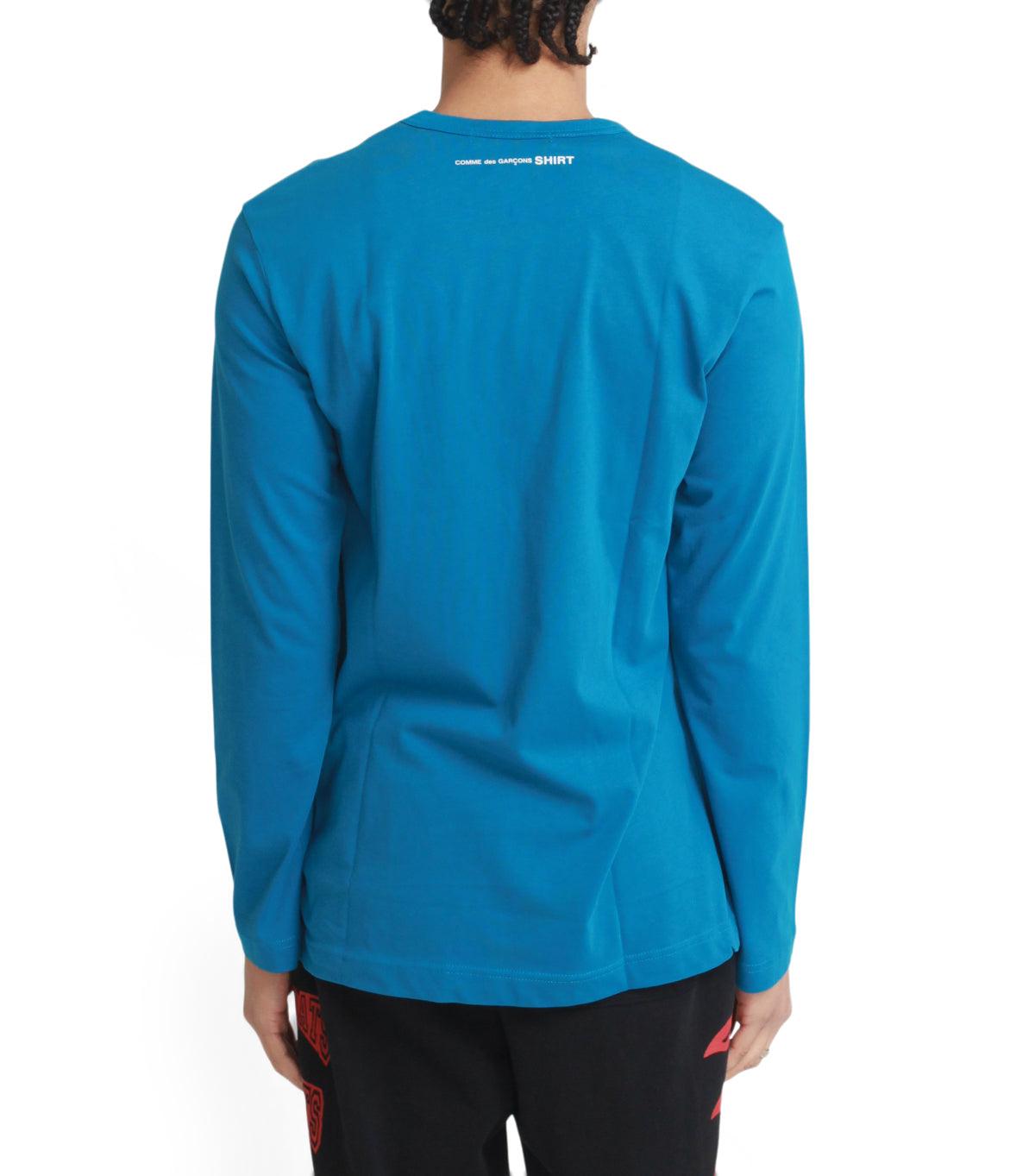 CdG SHIRT Rear Logo Long Sleeve T-Shirt Blue | SOMEWHERE