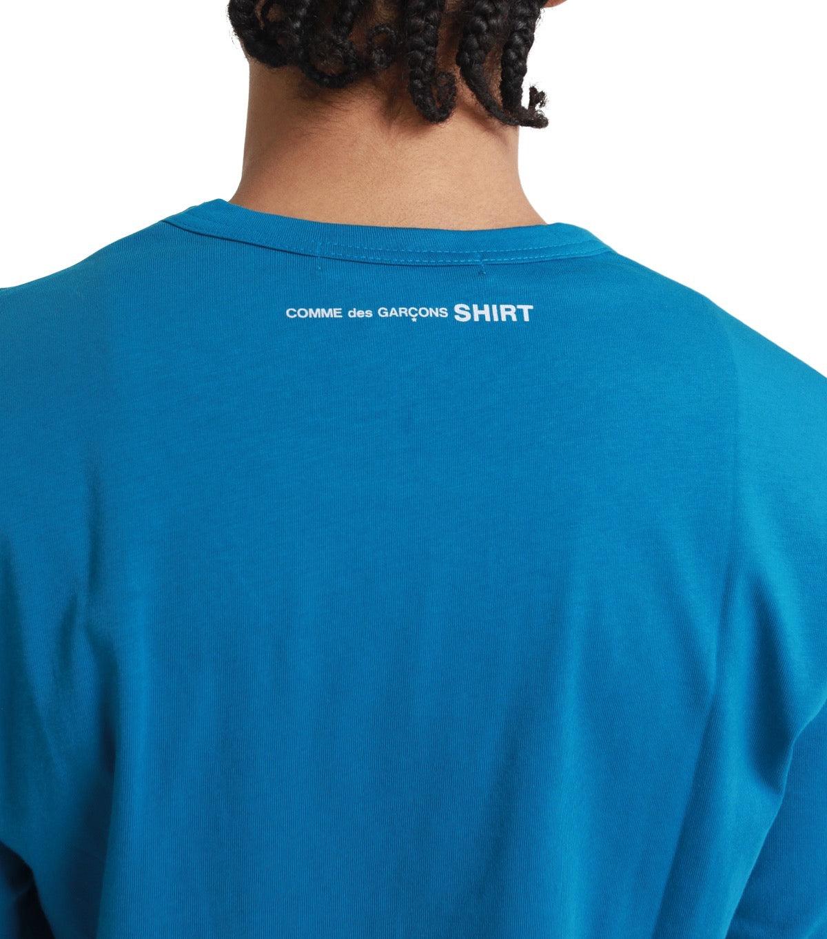 CdG SHIRT Rear Logo Long Sleeve T-Shirt Blue | SOMEWHERE