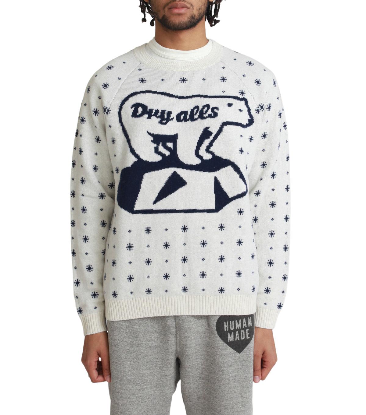 Human Made Polar Bear Jacquard Knit Sweater White | SOMEWHERE