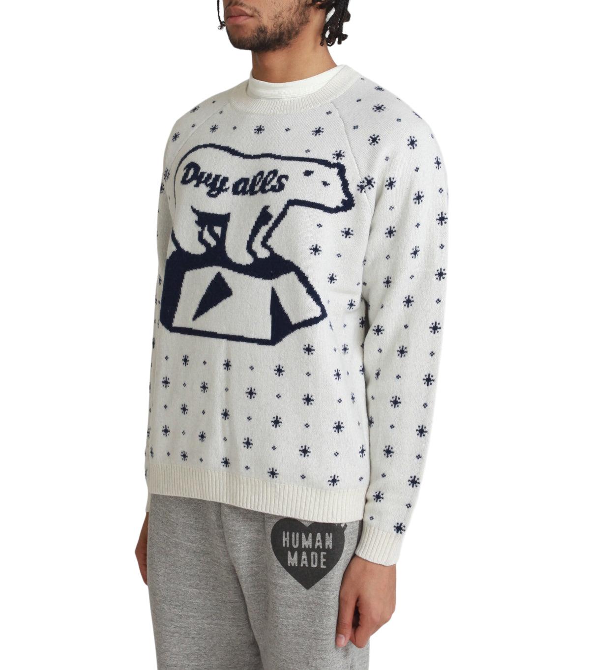 Human Made Polar Bear Jacquard Knit Sweater White | SOMEWHERE