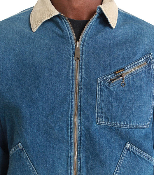 Kapital 11.5oz Denim Bone Lining Reversible Zip-Up Work Jacket Grey Blue | SOMEWHERE