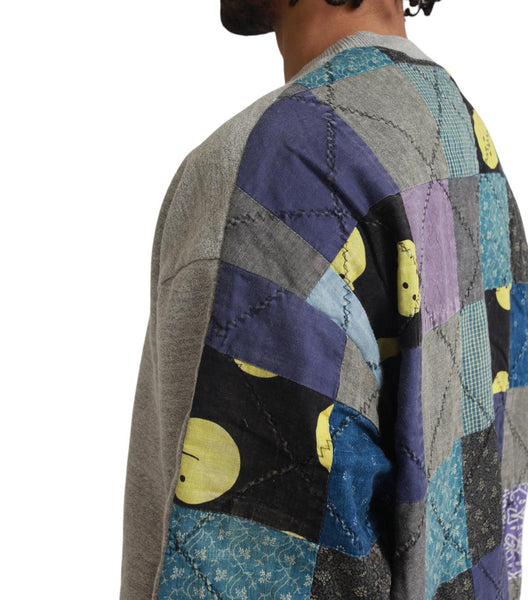 Kapital 12/-Gradrelle Sweater Knit x Rainbowy Quilt 2-Tone Big Sweater Grey | SOMEWHERE