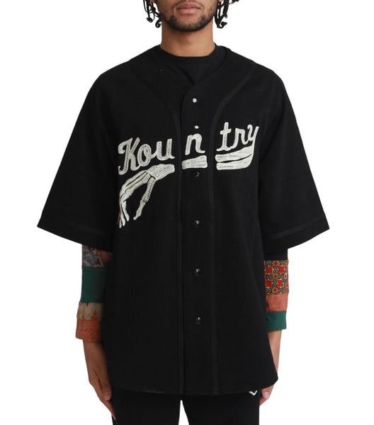 Kapital 16/-Densed Jersey Baseball Shirt Bone Black