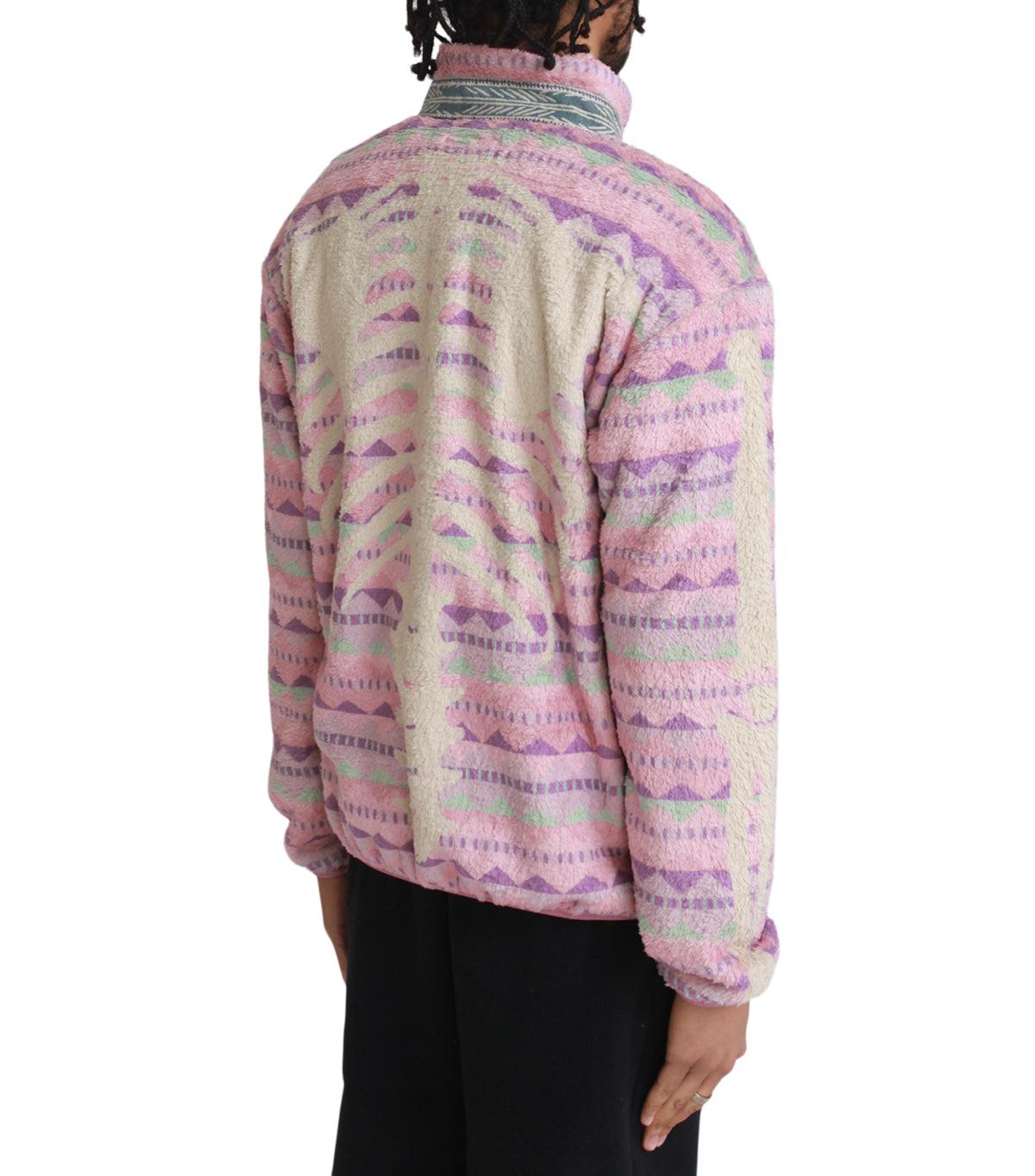 Kapital Ashland Stripe & Bone Fleece Zip Blouson Pink | SOMEWHERE