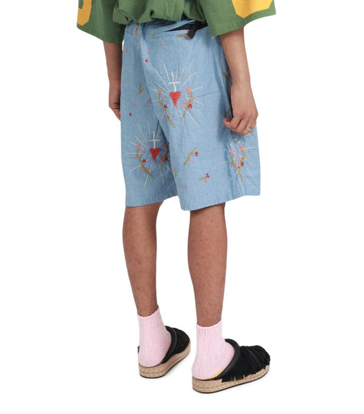 パンツ doublet CHAOS EMBROIDERY CHAMBRAY SHORTS doublet - 刺繍シャンブレーショーツ - CHAOS EMBROIDERY CHAMBRAY