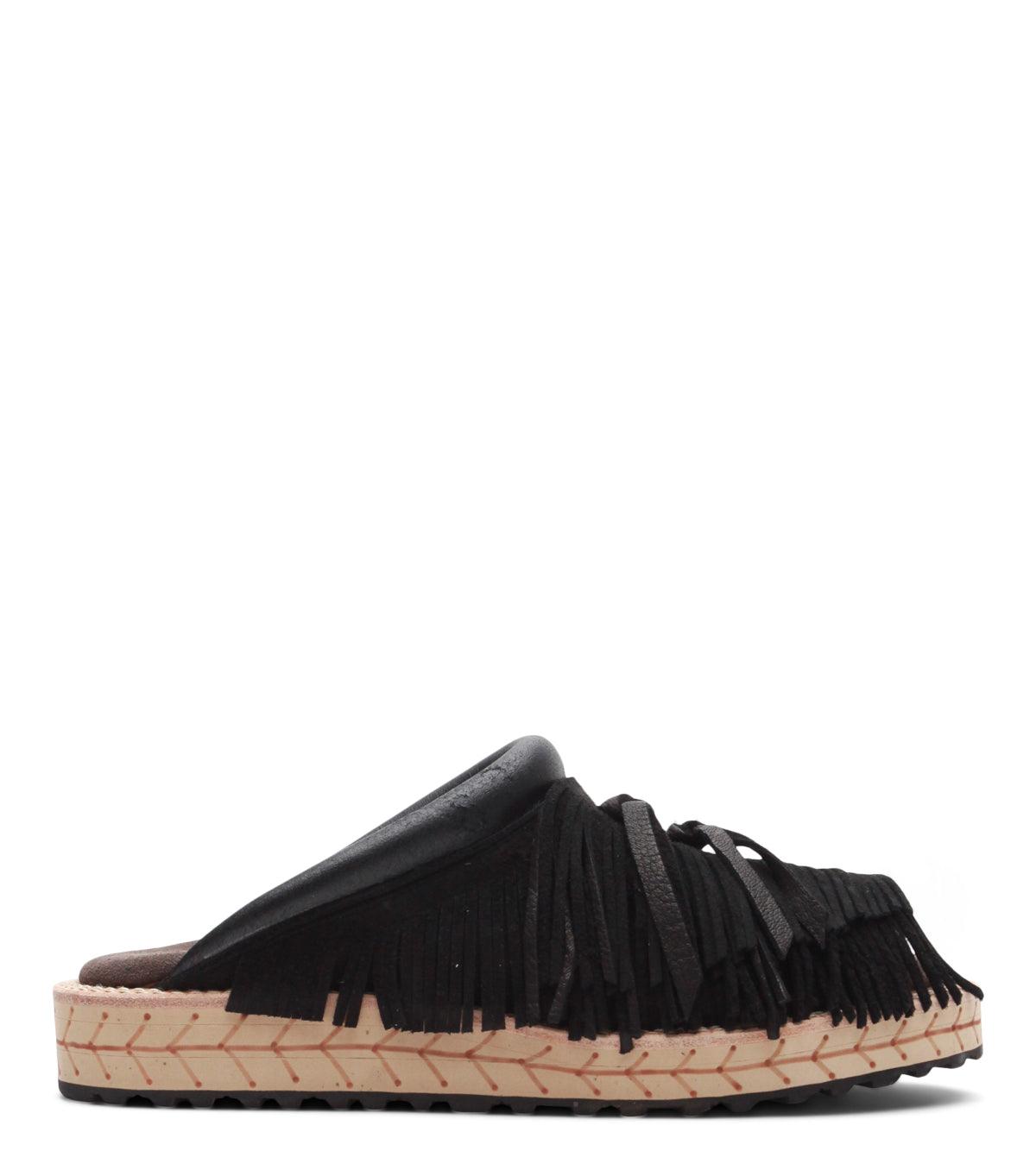 Kapital Deer Leather Pueblo Sabot Sandals Black | SOMEWHERE