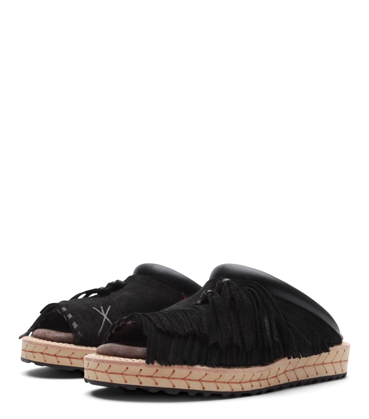 Kapital Deer Leather Pueblo Sabot Sandals Black | SOMEWHERE