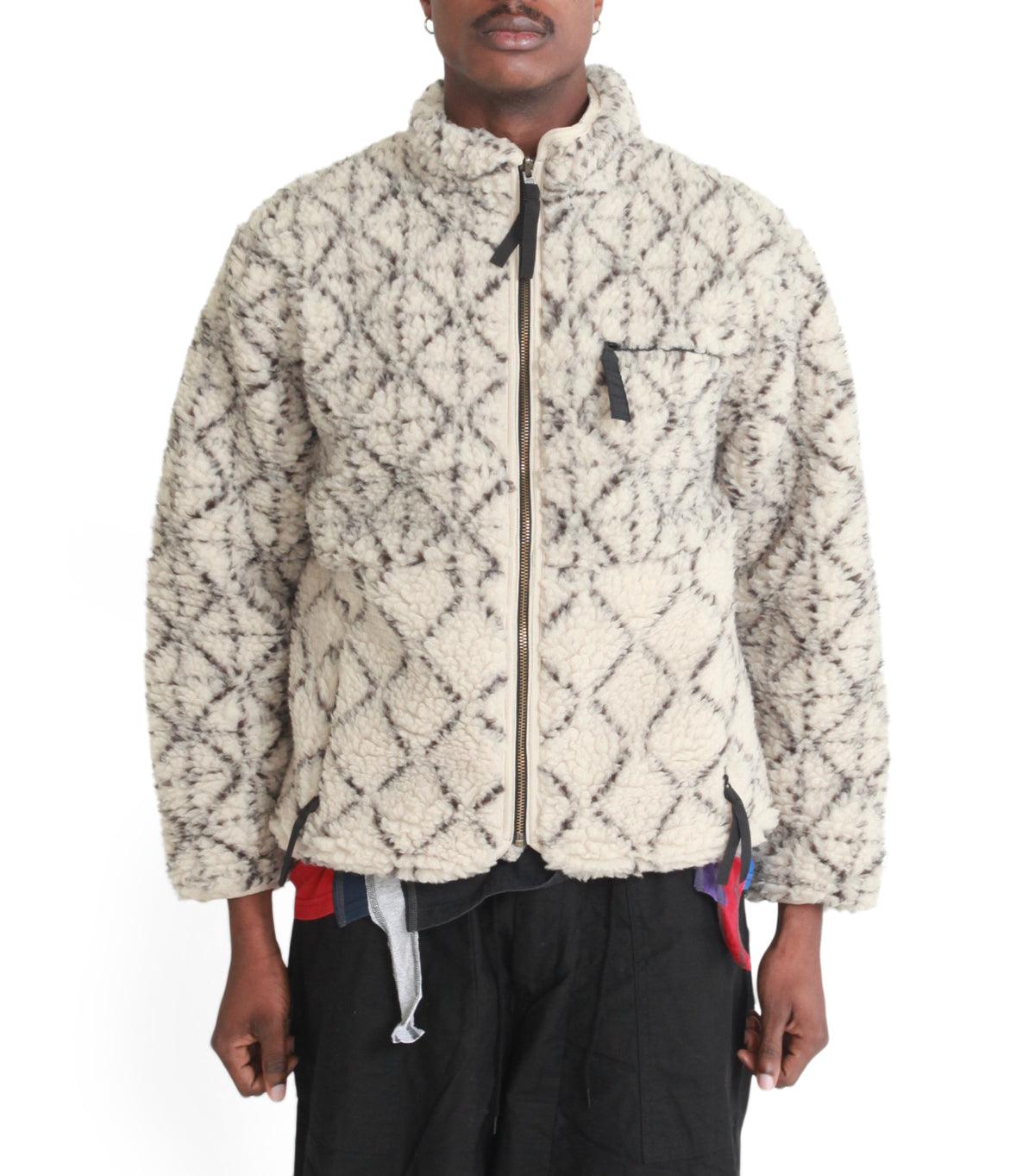Kapital Do-Gi Sashiko Boa Fleece Reversible Blouson Ecru | SOMEWHERE