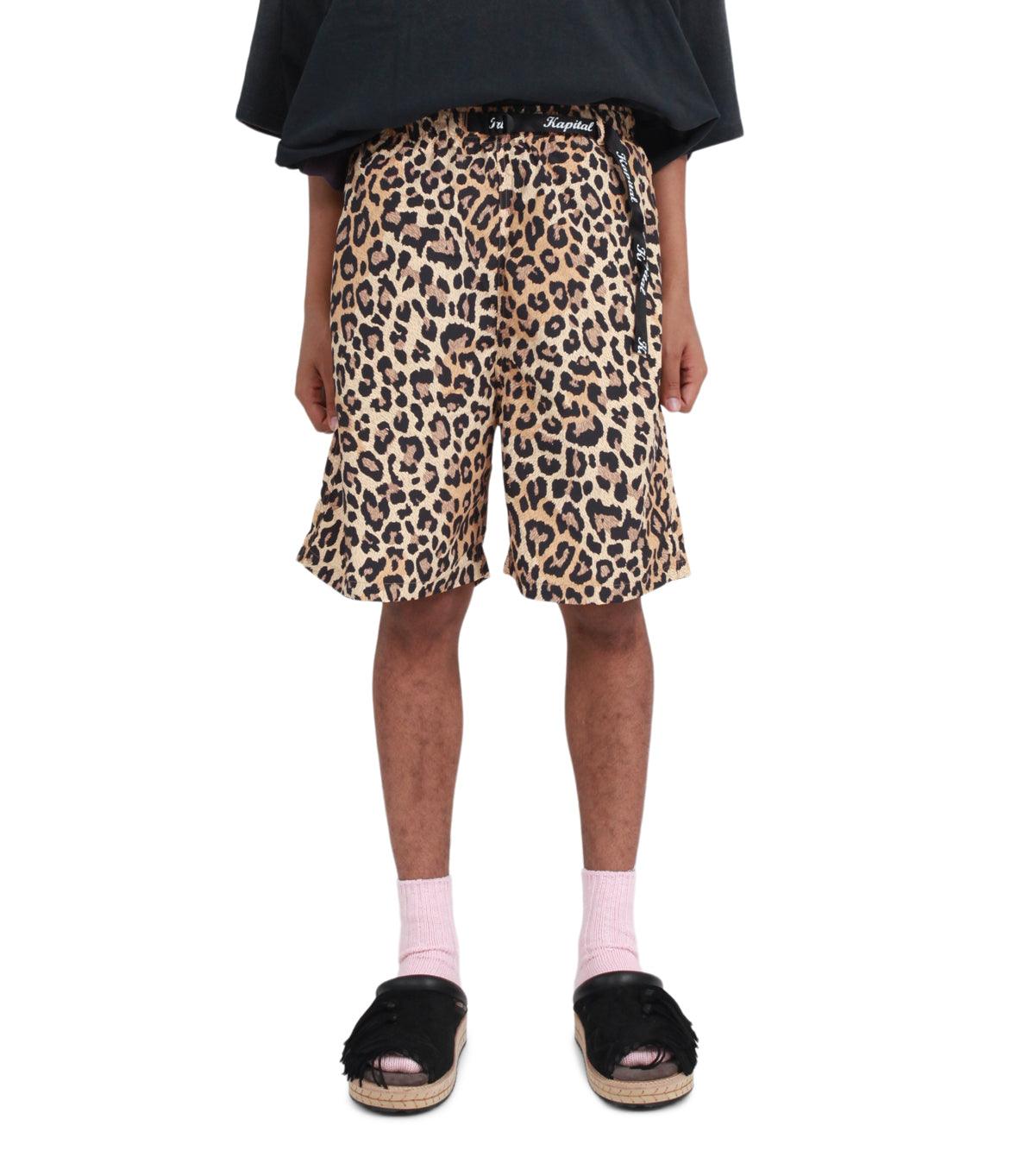 Kapital Fast-Dry Taffeta Leopard Shorts Brown | SOMEWHERE