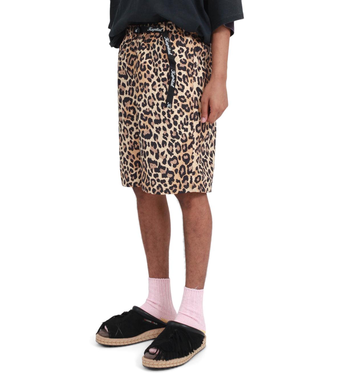 Kapital Fast-Dry Taffeta Leopard Shorts Brown | SOMEWHERE