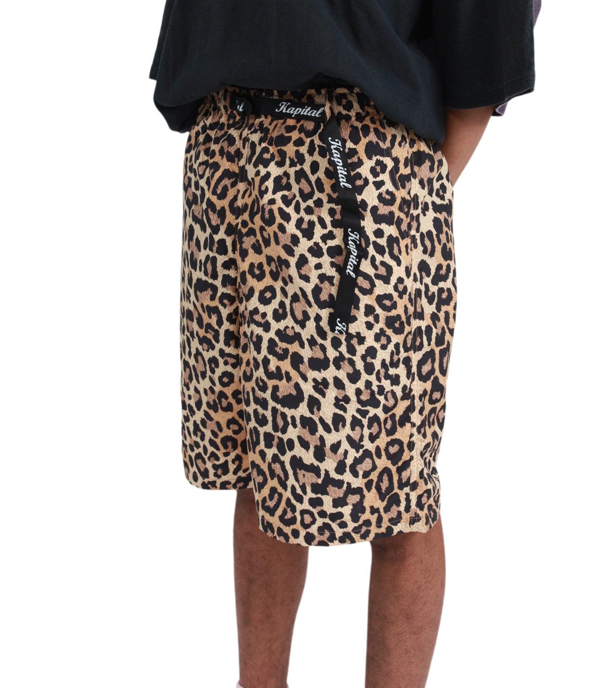 Kapital Fast-Dry Taffeta Leopard Shorts Brown | SOMEWHERE