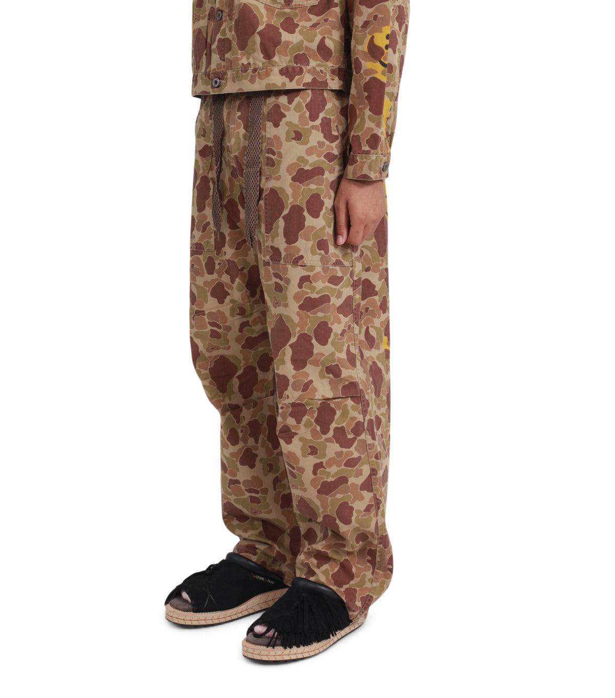 Kapital Herringbone Happy Peek-A-Boo Camo Easy Pants Beige | SOMEWHERE