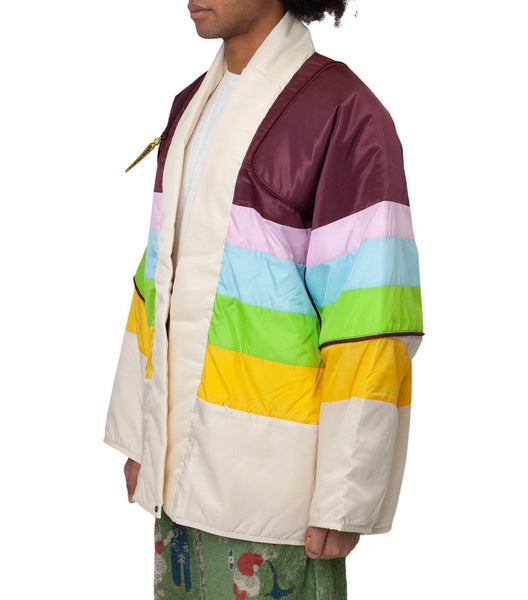 Kapital Nylon Rainbow Kesa Sham Bomber Jacket Burgundy 