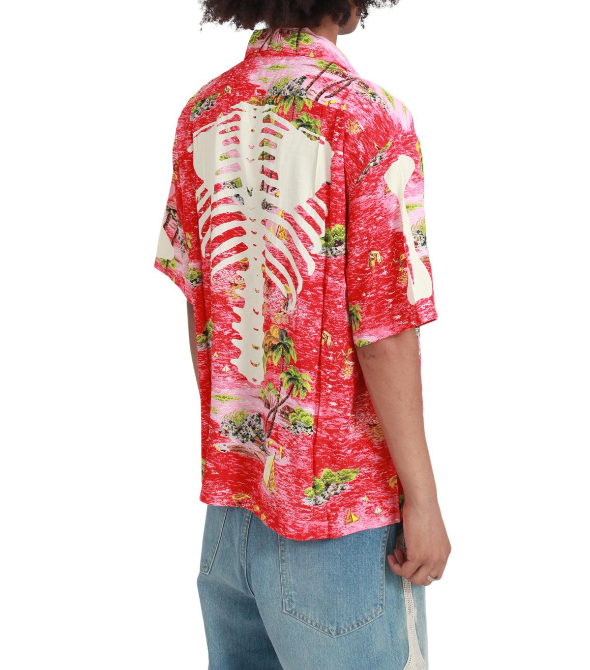 Kapital Rayon Kamehameha Bone Wrangle Collar Aloha Red | SOMEWHERE