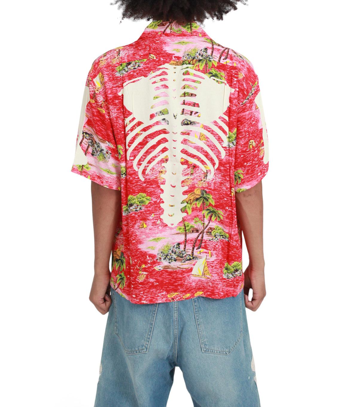 Kapital Rayon Kamehameha Bone Wrangle Collar Aloha Red | SOMEWHERE