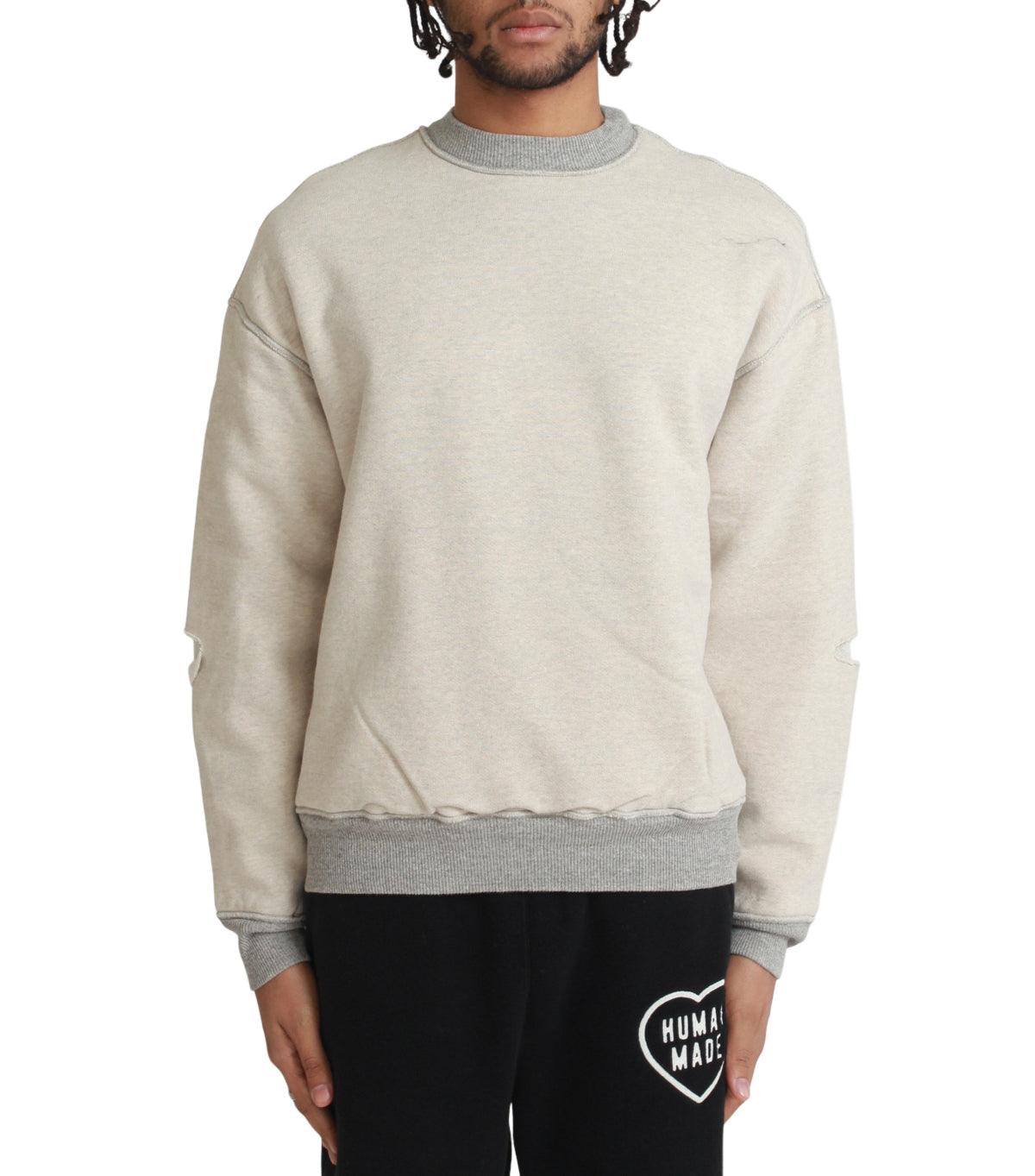 Kapital Top Sweater Knit Reversible Elbow-Rip Sweater Coneybowy Ecru Grey | SOMEWHERE