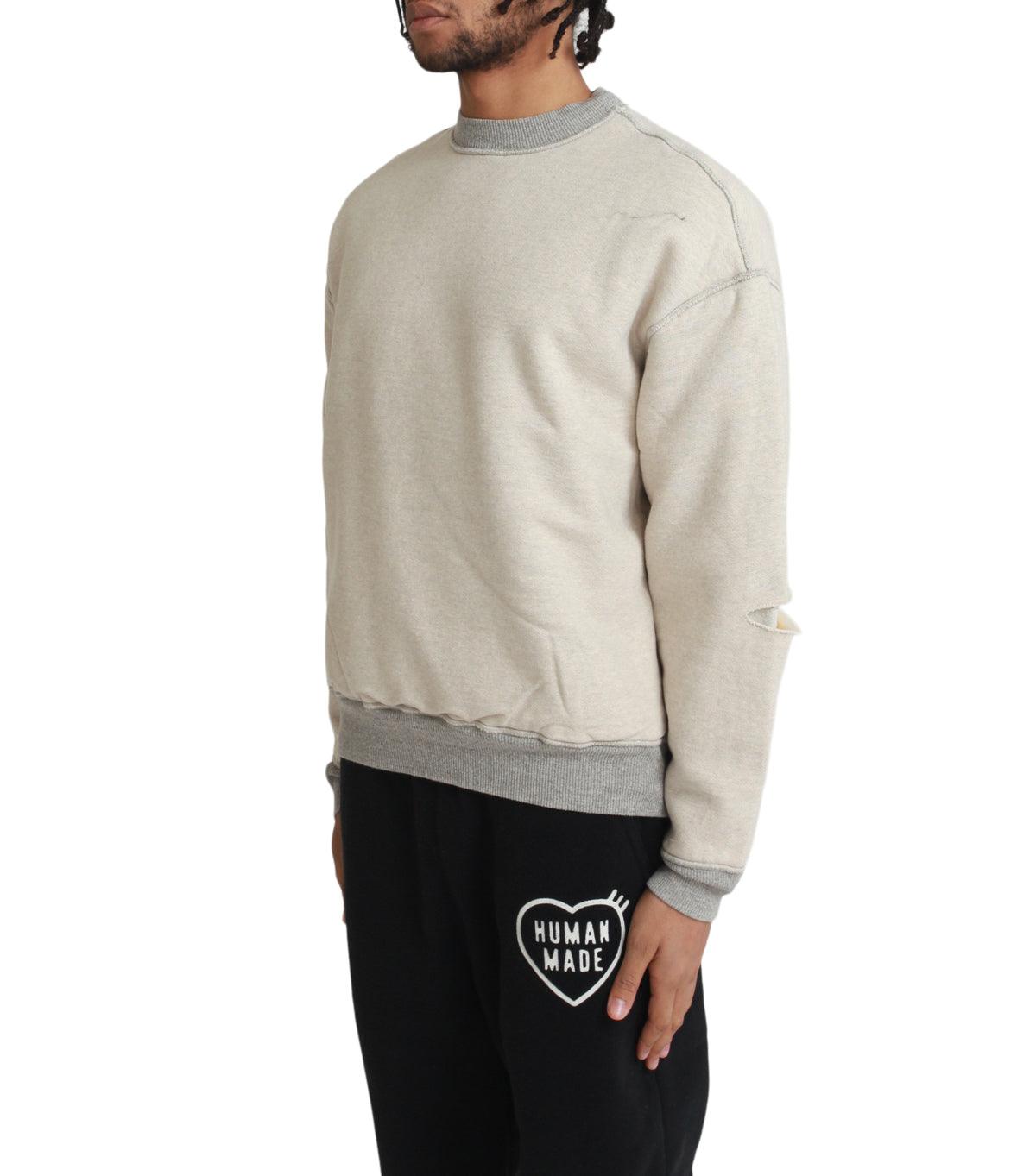 Kapital Top Sweater Knit Reversible Elbow-Rip Sweater Coneybowy Ecru Grey | SOMEWHERE