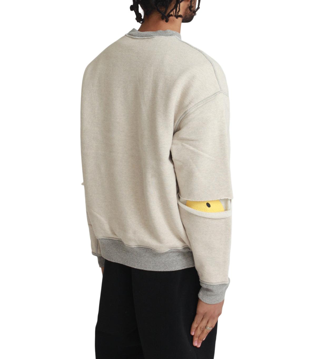 Kapital Top Sweater Knit Reversible Elbow-Rip Sweater Coneybowy Ecru Grey | SOMEWHERE