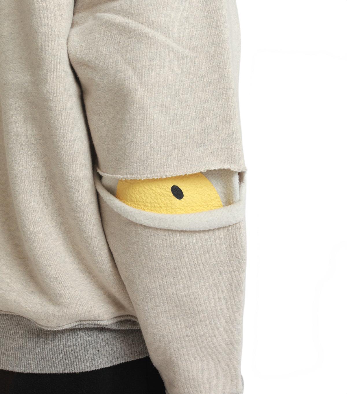 Kapital Top Sweater Knit Reversible Elbow-Rip Sweater Coneybowy Ecru Grey | SOMEWHERE