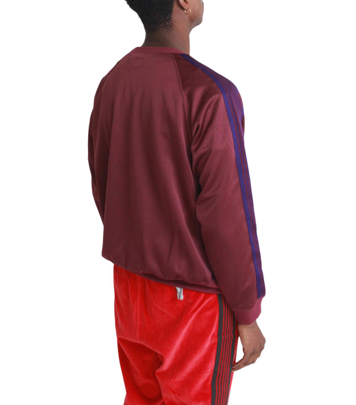 Needles Track Crew Neck Shirt Poly Smooth Burgundy | SOMEWHERE
