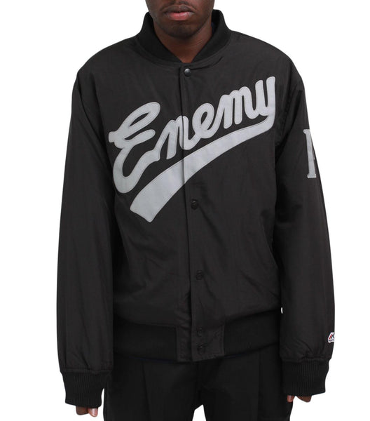 Neighborhood x Public Enemy x Majestic Baseball Jacket Black