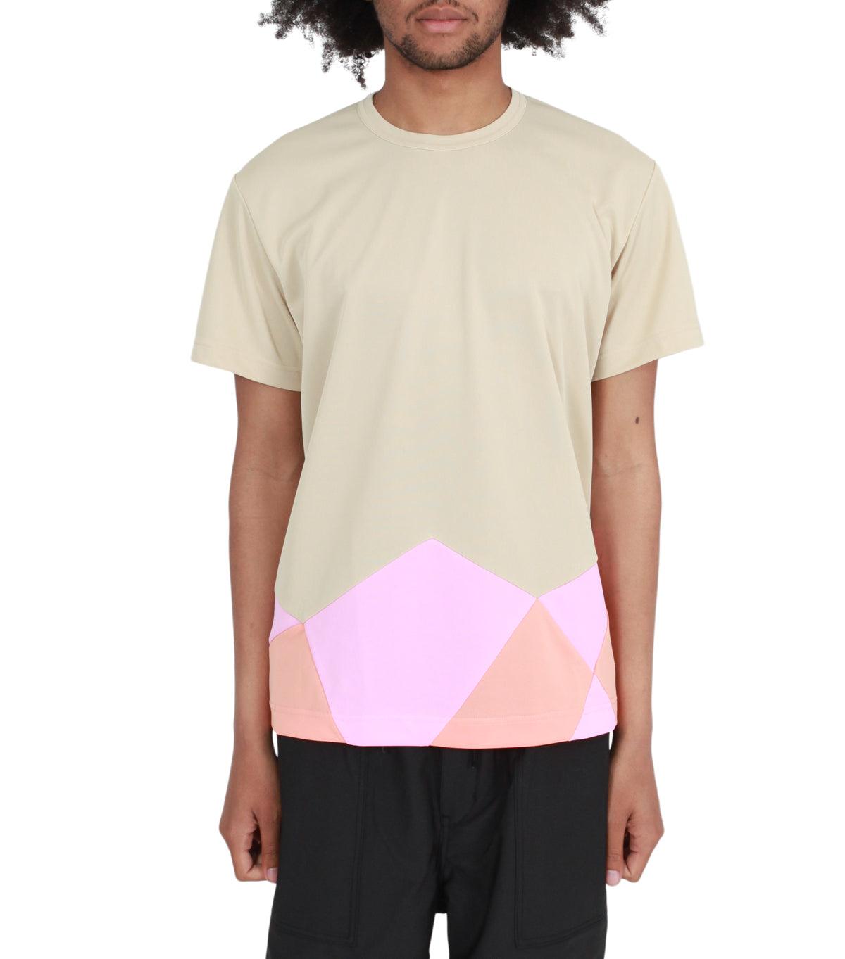 CdG Homme Plus Asymmetrical T-Shirt Tan Multi | SOMEWHERE