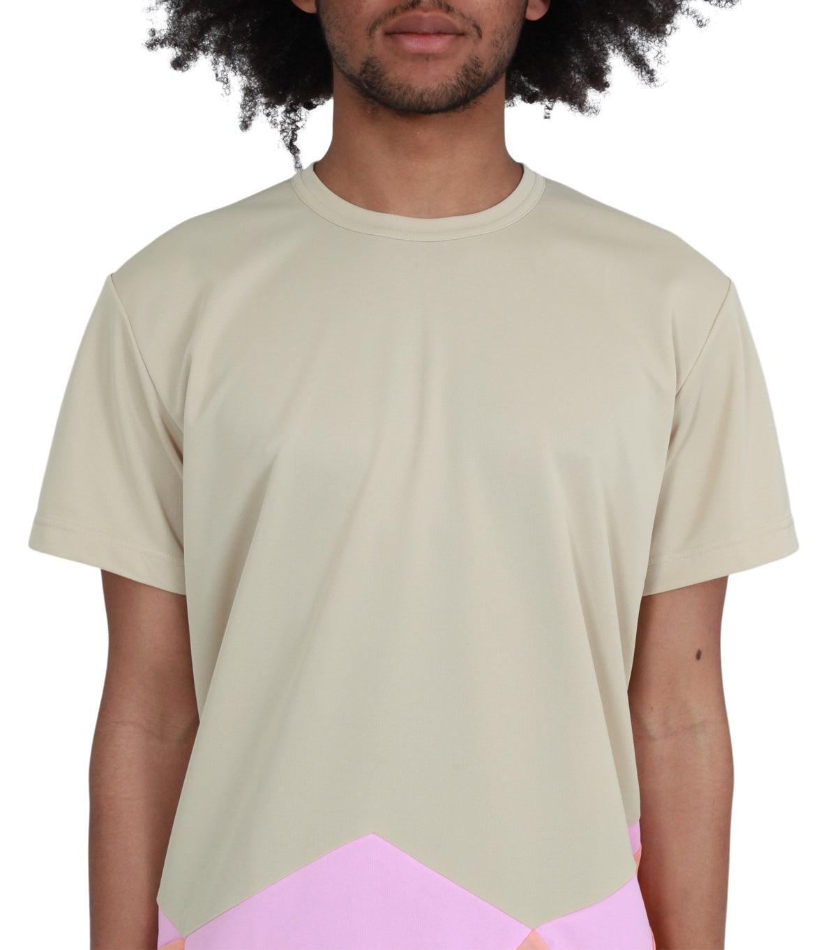 CdG Homme Plus Asymmetrical T-Shirt Tan Multi | SOMEWHERE