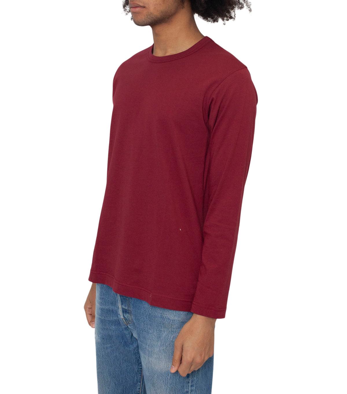 CdG SHIRT Rear Logo Long Sleeve T-Shirt Burgundy | SOMEWHERE
