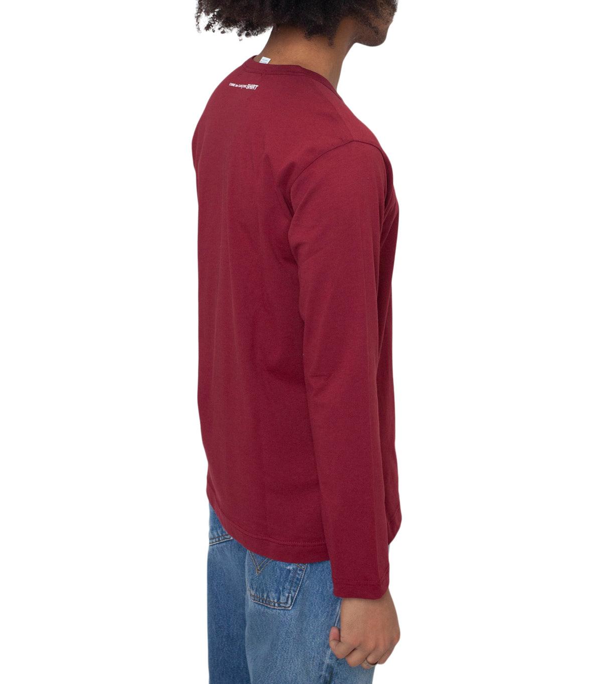 CdG SHIRT Rear Logo Long Sleeve T-Shirt Burgundy | SOMEWHERE