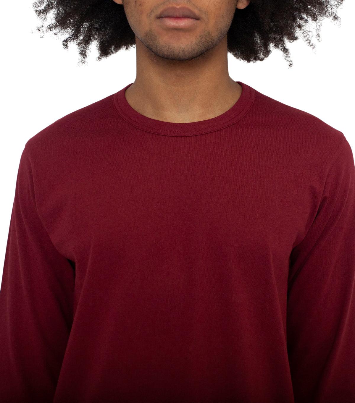 CdG SHIRT Rear Logo Long Sleeve T-Shirt Burgundy | SOMEWHERE